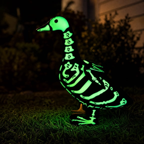 Porch Decor Seasonal Accessory, Halloween Porch Goose Outfit, Skeleton Print Design, 23 Inch Porch Goose Outfits Compatible, 24X23 Inch Waterproof Washable Yard Statue Clothes to