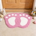 thumbnail image 2 of Spring Door Mat Easter Footprint Shaped Tufted Bath Rug Non Slip Washable Absorbent Quick Dry Black for Entryway Bathroom, 2 of 7