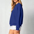 thumbnail image 6 of Women Sweatshirt Dqueduo Women's Long-Sleeve Solid Color Casual Loungewear Top – Drop Shoulders & Half-Zip Collar Blue XL, 6 of 7