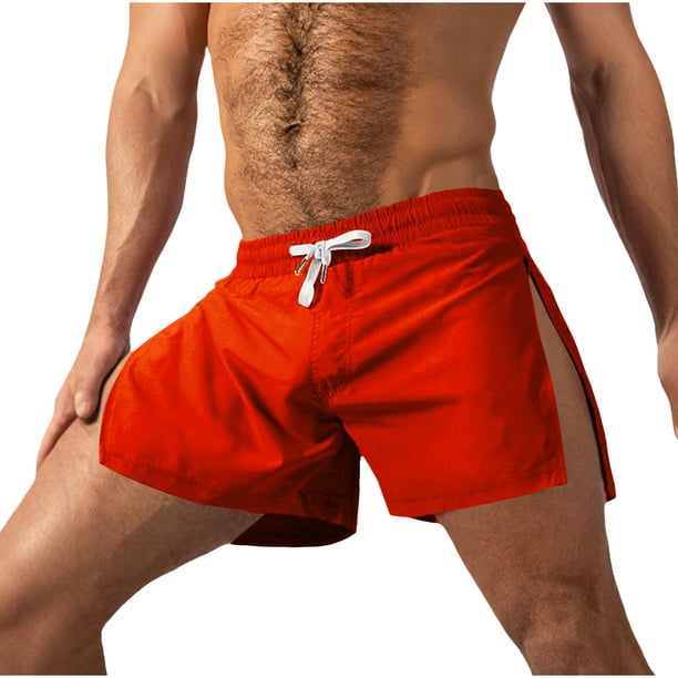 pstuiky Pantalones cortos para hombre, Pantalones cortos de moda para hombre, de color liso, con cremallera de doble cara y cintura elástica sin bolsillo. Pantalones cortos de baloncesto