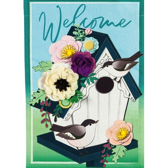 Evergreen Linen Garden Flag - Garden Birdhouse