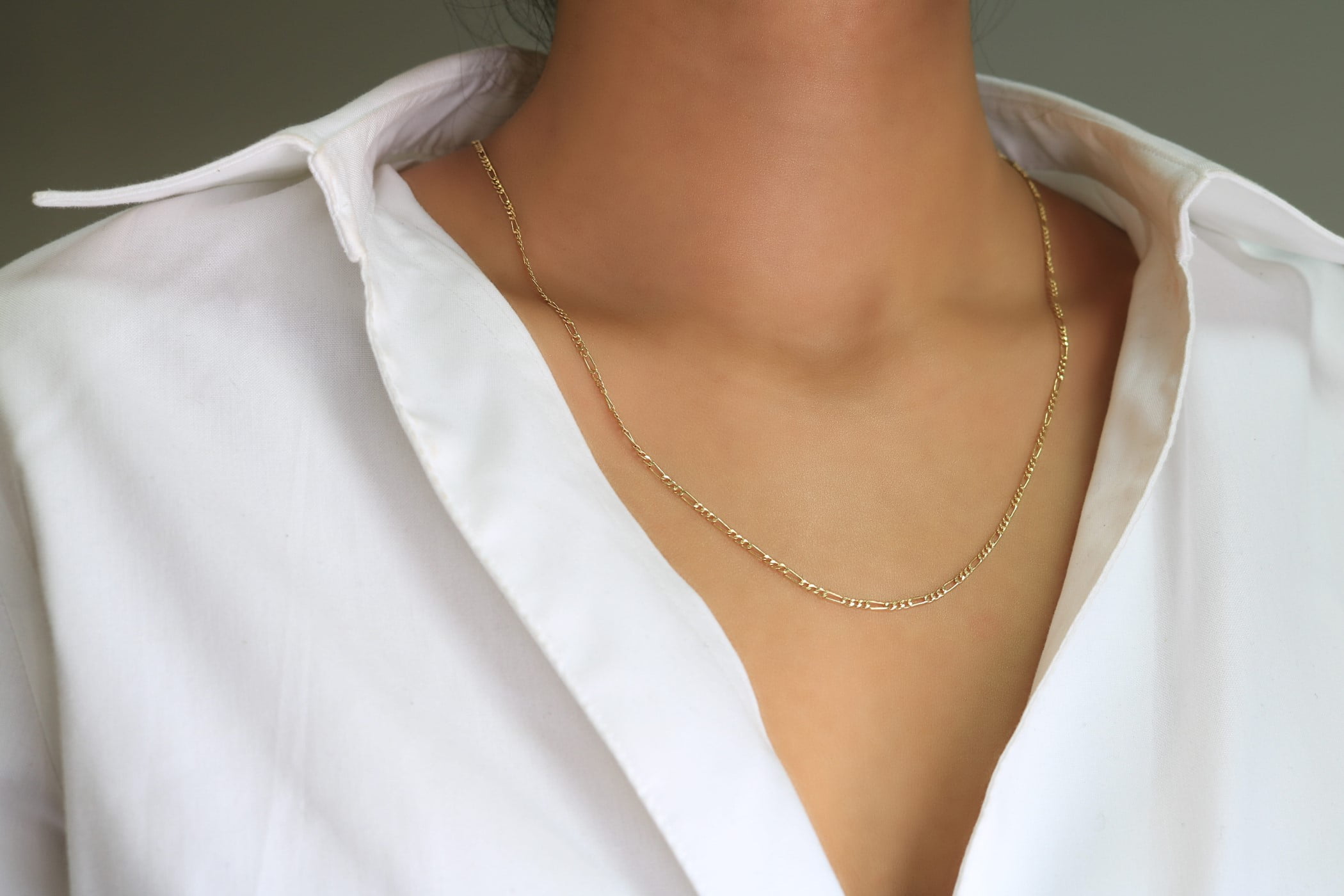 Nuragold 14k Real Yellow Gold Figaro Link 2mm Chain Necklace (16"-24") Dainty Italian Jewelry for Men & Women