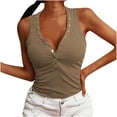 thumbnail image 1 of cfhntfmh Tank Tops for Women Fashion Ribbed Knit Sleeveless Basic Shirts Slim V Neck Buttons up Solid Color Summer Tops, 1 of 5