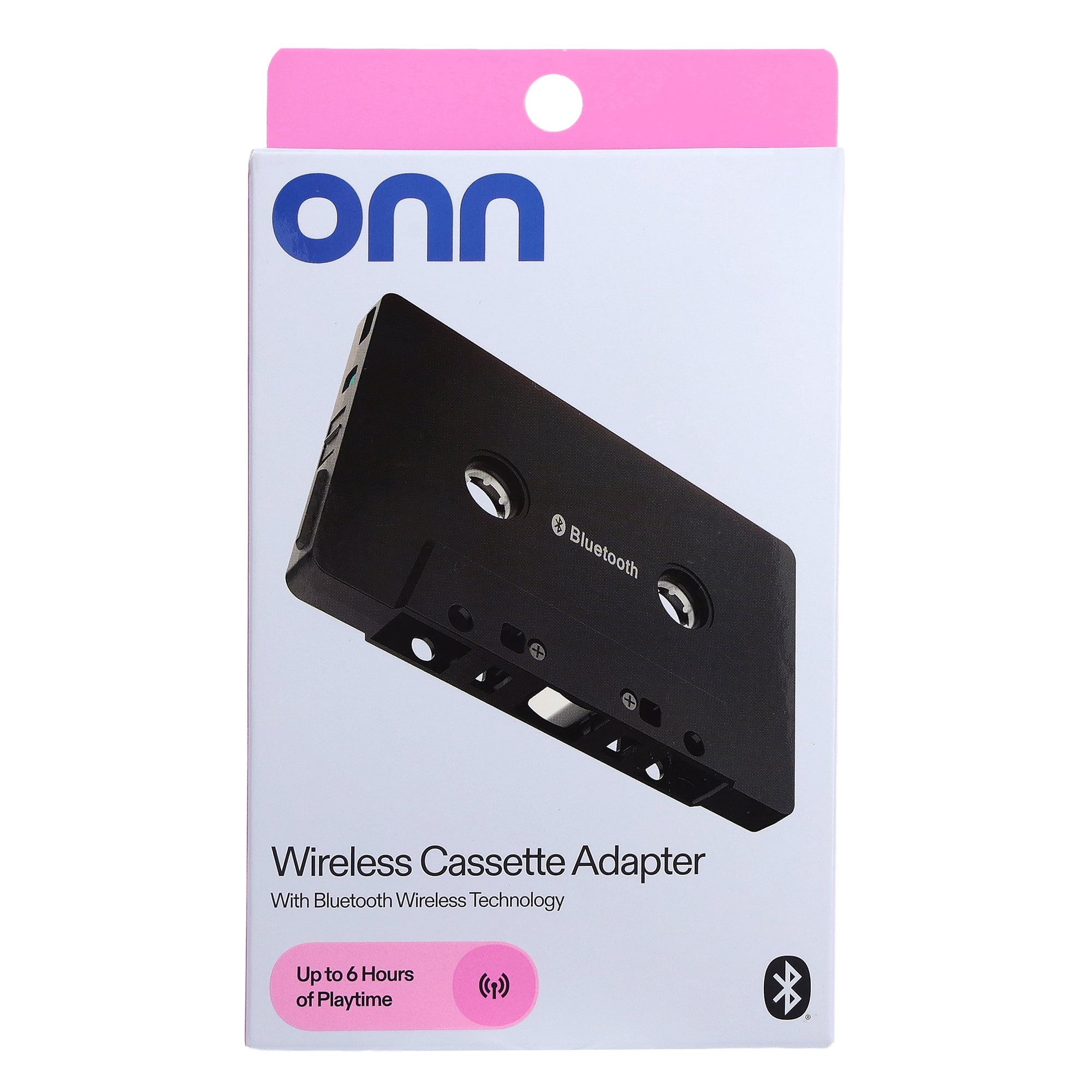 onn Wireless Cassette Adapter with Bluetooth Wireless Technology