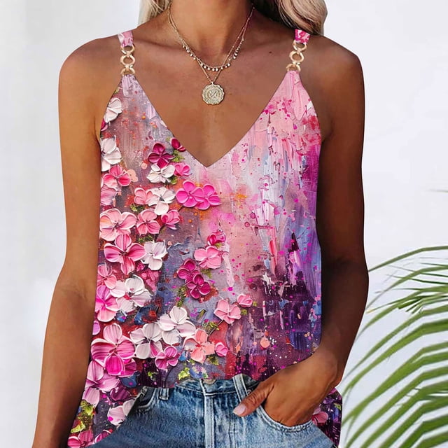 LSLJS Blouse d'Été Décontractée Sans Manches à Col en V pour Femme, T-Shirt pour Femmes, Camisole et Débardeurs pour Femmes