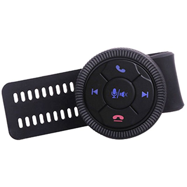 Botón de control remoto universal para volante de automóvil sin control lateral inteligente redondo de 5 botones Negro