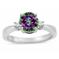 thumbnail image 2 of Star K � 3 Three Stone Round Rainbow Mystic Topaz Classic Engagement Promise Ring, 2 of 9
