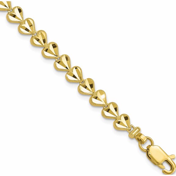 10K Yellow Gold Heart Bracelet Made In United States 10dc29-7