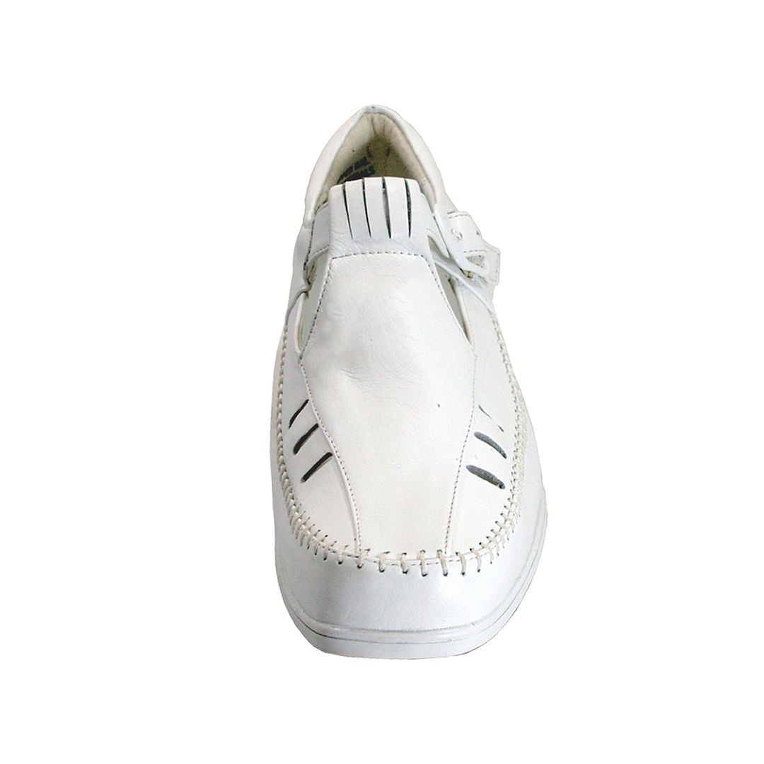 24 HOUR COMFORT Juno Women's Wide Width T-Strap Comfort Leather Shoes WHITE 6