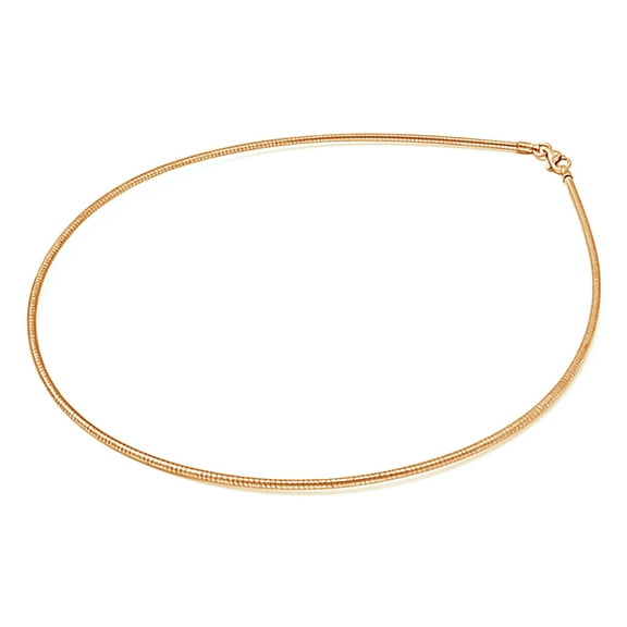 Sterling Silver Gold Plated Round Omega Snake Chain 1.3mm Solid 925 Italy Wire Necklace 18" Jewelry Female