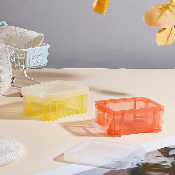2Pcs 2 Colors Plastic Stackable Latch Storage Box Mini Plastic Storage Bins with Lid for Jewelry Beads Small Crafts Items 8.6x6.5x5cm