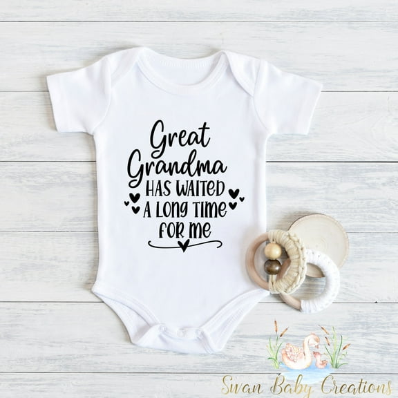 Great Grandma Has Waited A Long Time For Me, Baby Announcement, First Time Grandparent, Baby Unisex Coming Home Outfit, Baby Boy, Baby Girl Cute And Cool Baby Bodysuit, Baby Bodysuit Lat 4424