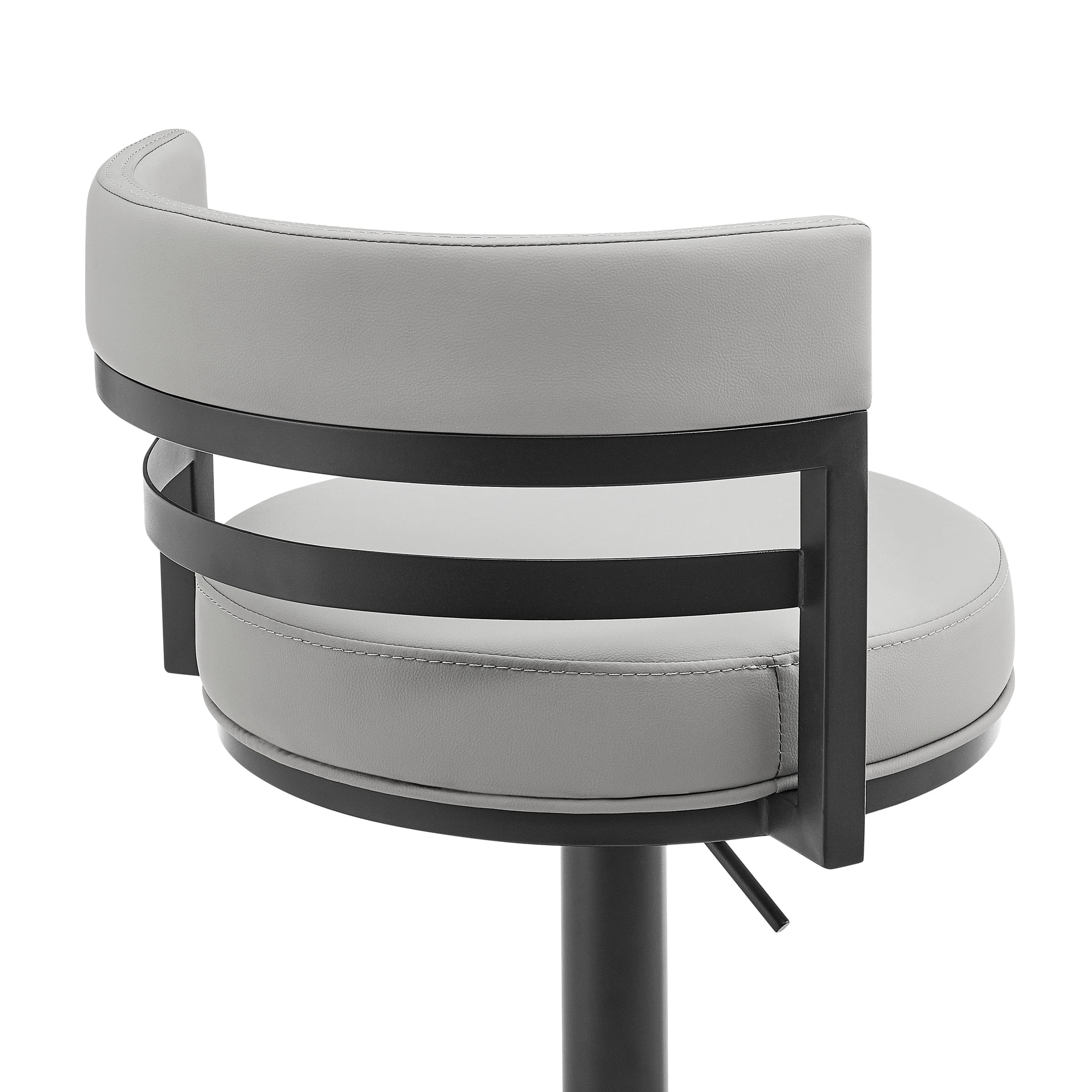 Judi Modern Industrial Swivel Metal Adjustable Height Barstool With Faux Leather Seat
