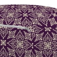 thumbnail image 3 of Damask Pouf Cover with Zipper, Oriental Floral Curly Swirly Traditional Bohemian Victorian Vintage Motif, Soft Decorative Fabric Unstuffed Case, 30" W X 17.3" L, Dark Purple and Beige, by Ambesonne, 3 of 5
