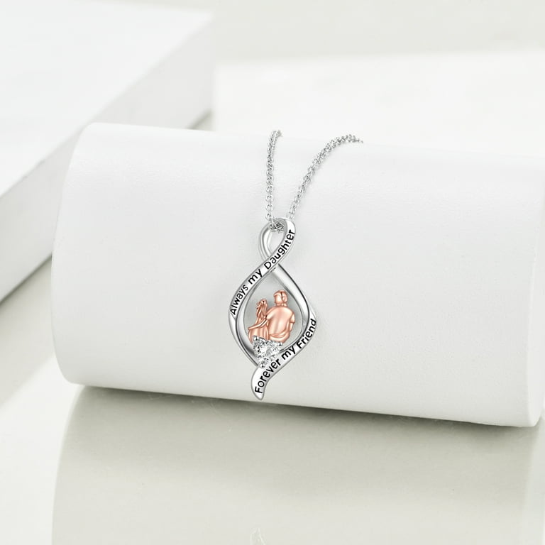 WINNICACA Girls Christmas Gifts 925 Sterling Silver Father Daughter Necklace Love You Forever to My Daughters Jewelry Christmas Gifts for Daughter