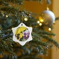 thumbnail image 7 of 3drose, Flower with Yellow with Purple and Lavendar with Violet Insides, 3 inch Snowflake Porcelain Ornament, 7 of 7