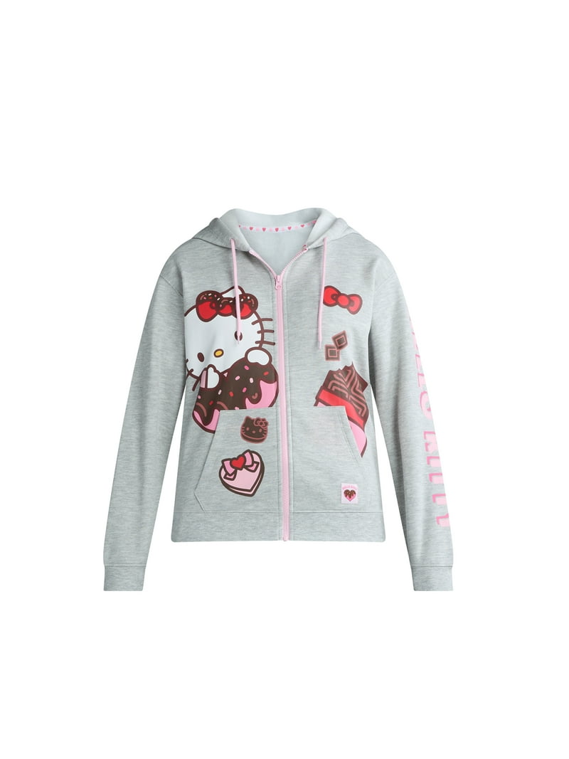 Hello Kitty Sweat à capuche blanc à manches longues avec nœud rouge accentué, blanc, 5, BLANC, 5