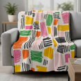 thumbnail image 2 of Color Block Blanket Soft Cozy Warm Throw Blanket for Couch, Plush Fuzzy Flannel Fleece Blankets for Sofa, Abstract Minimalist Modern Striped Bed Blankets Lightweight Gifts for Women, 50"x80", 2 of 9