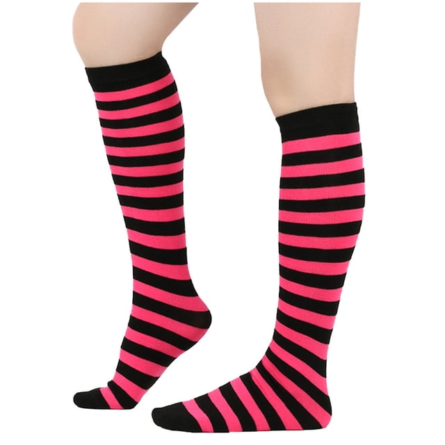 Besolor Chaussettes Hautes Rayées pour Femmes Hommes Décontractées Plein Air Sport Colorées Automne Hiver Chaudes en Coton Chaussettes Tube