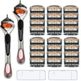 thumbnail image 1 of 48-Piece Men's/Women Razor Blade Replacement Set with Free Handle, Long Handle Double Edge Safety Razor, Ultra Sharp Stainless for Smooth Shaving for Face Head Body, Ideal Gift(2SET-24PCS), 1 of 8