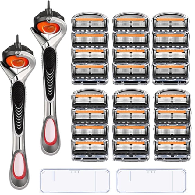 48-Piece Men's/Women Razor Blade Replacement Set with Free Handle, Long Handle Double Edge Safety Razor, Ultra Sharp Stainless for Smooth Shaving for Face Head Body, Ideal Gift(2SET-24PCS)