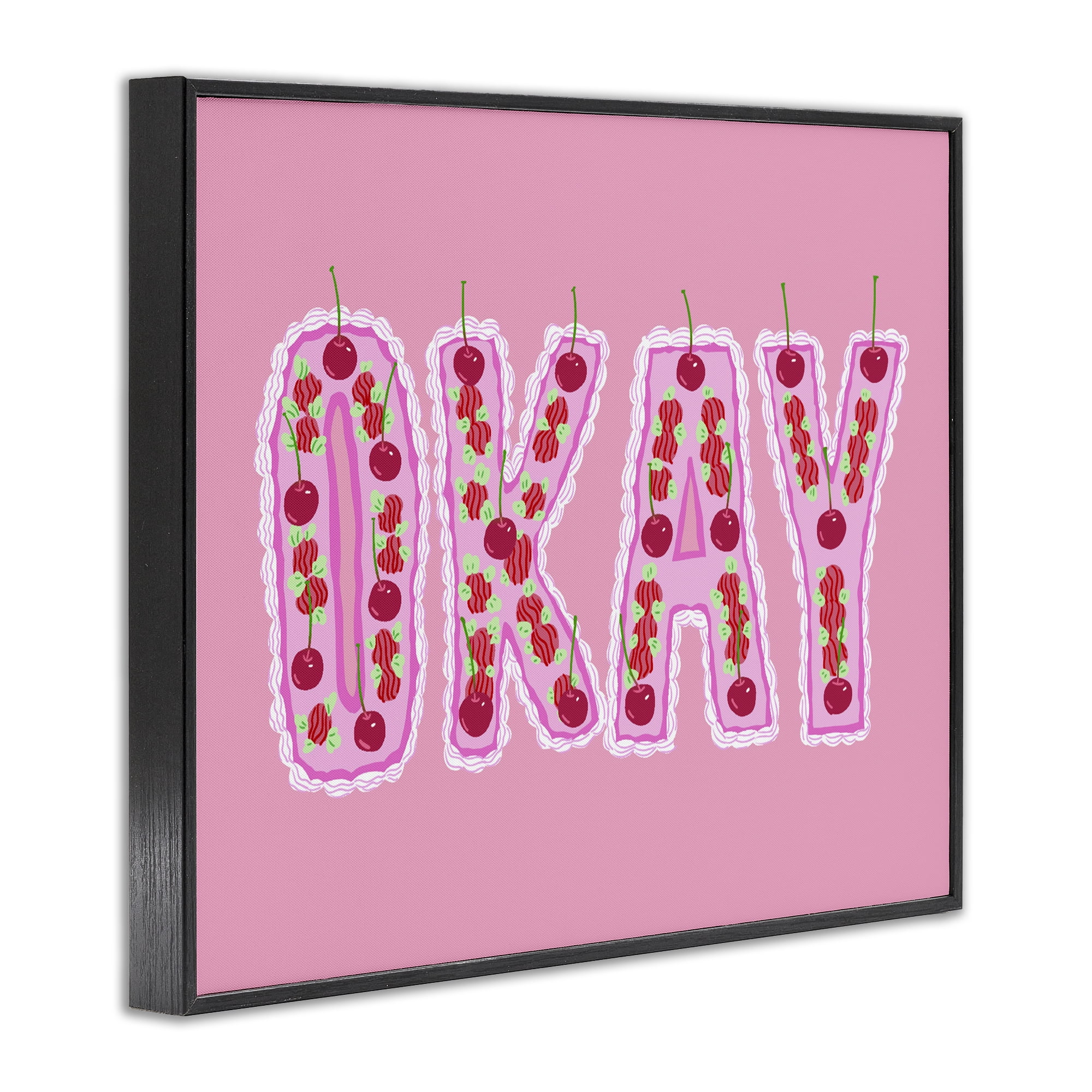 Stupell Industries Okay Pastel Cherry Cake Black Framed Giclee Art, design by Ziwei Li