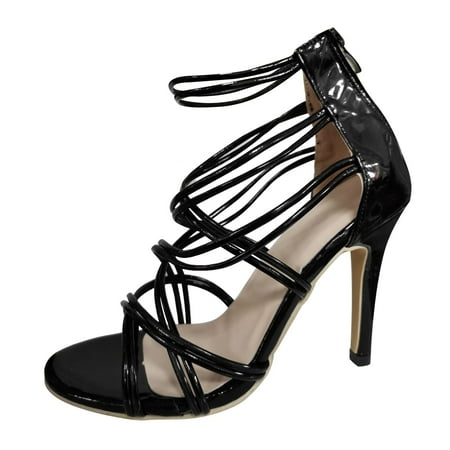 

nsendm Womens High Heel Shoes Size 9 Heels Casual Toe Up Womens High Platform Mid Calf Wedges Chunky High Heel Black 7.5