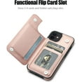 thumbnail image 2 of for iPhone 12 Case with Card Holder and Kickstand Heavy Duty Protective Durable Leather RFID Blocking Shockproof Slim Credit Card Slot Wallet Case for iPhone 12 for Women&Girls(Rose Floral), 2 of 14