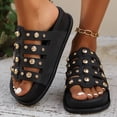 thumbnail image 4 of DAFEI Thick Soled Hollow Ladies' Outer Wear Fashionable Casual Rhinestone Fish Mouth Open Heel Solid Color Beach Sandals, 4 of 7