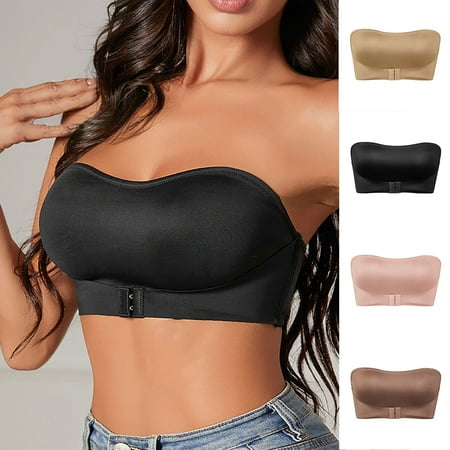 Sentmoon Womens Bras Women Strapless Bra Womens Sports Bras No Underwires Front Closure Breathable Solid Color Sleep Bras Comfy for Wedding Dress Pink S