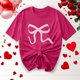 thumbnail image 5 of Primavera Top Mujeres Moda Casual Nueva Cinta de Arco Impresa Cuello Redondo Camiseta de Manga Corta, Camiseta de Cuello Tripulado, 5 of 8