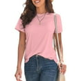 thumbnail image 2 of Lixiuxyad Women'S T-Shirts Basic T Shirts For Women Short Sleeve Casual Summer Tops Trendy Solid Loose Fit Tshirt,Pink XXL, 2 of 6