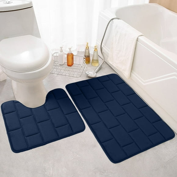 Fiudx Juego de Alfombrillas para Baño, Fibra de Poliéster Suave, Secado Rápido, Base de Goma Antideslizante, Diseño Absorbente E Impermeable, Ideal para Baño Acogedor, Ducha, Juego de 2 Piezas, 40 X