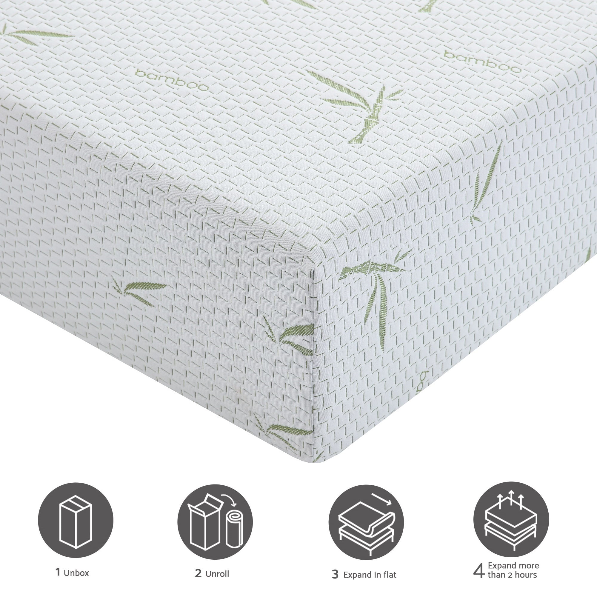 10 inch Mattress Full Size, Green Tea Gel Memory Foam Mattress with Bamboo Knit Cover