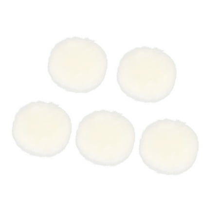 Unique Bargains 3 Inch White Pure Wool Single Side Wax Polishing Pad for Car 5Pcs