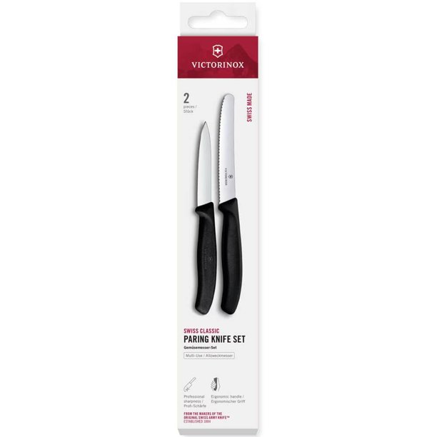 Juego de cuchillos Victorinox Swiss de 2 piezas de acero inoxidable negro