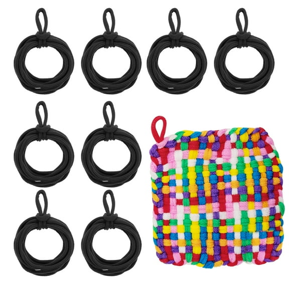 Uxcell 50 Pcs Potholder Loom Refill Loops, Elastic Potholder Weaving Refill Loops Knitting Kit Supplies in Rainbow Colors for Girls DIY Crafts 7" Weaving Loom, Black
