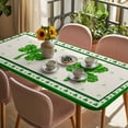 thumbnail image 3 of St. Patrick's Day Table Cloths for 4 Foot Rectangle Tables, Spring Green Shamrock Leaves Beige Patio Waterproof Elastic Fitted Tablecloths, Washable Rectangular Table Cover for Camping, 3 of 8
