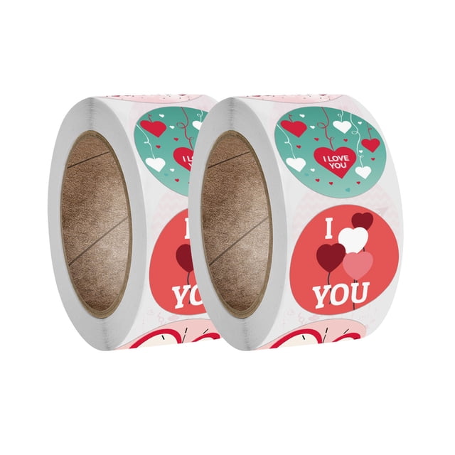 Xihbxyly Pegatinas de San Valentín, Diseño de Papel Cobre Brillante, 500 Pegatinas Por Rollo, Decoración Versátil para El Hogar, Accesorios para Cajas de Regalo, Decoración de Dormitorio y Pared, Tam