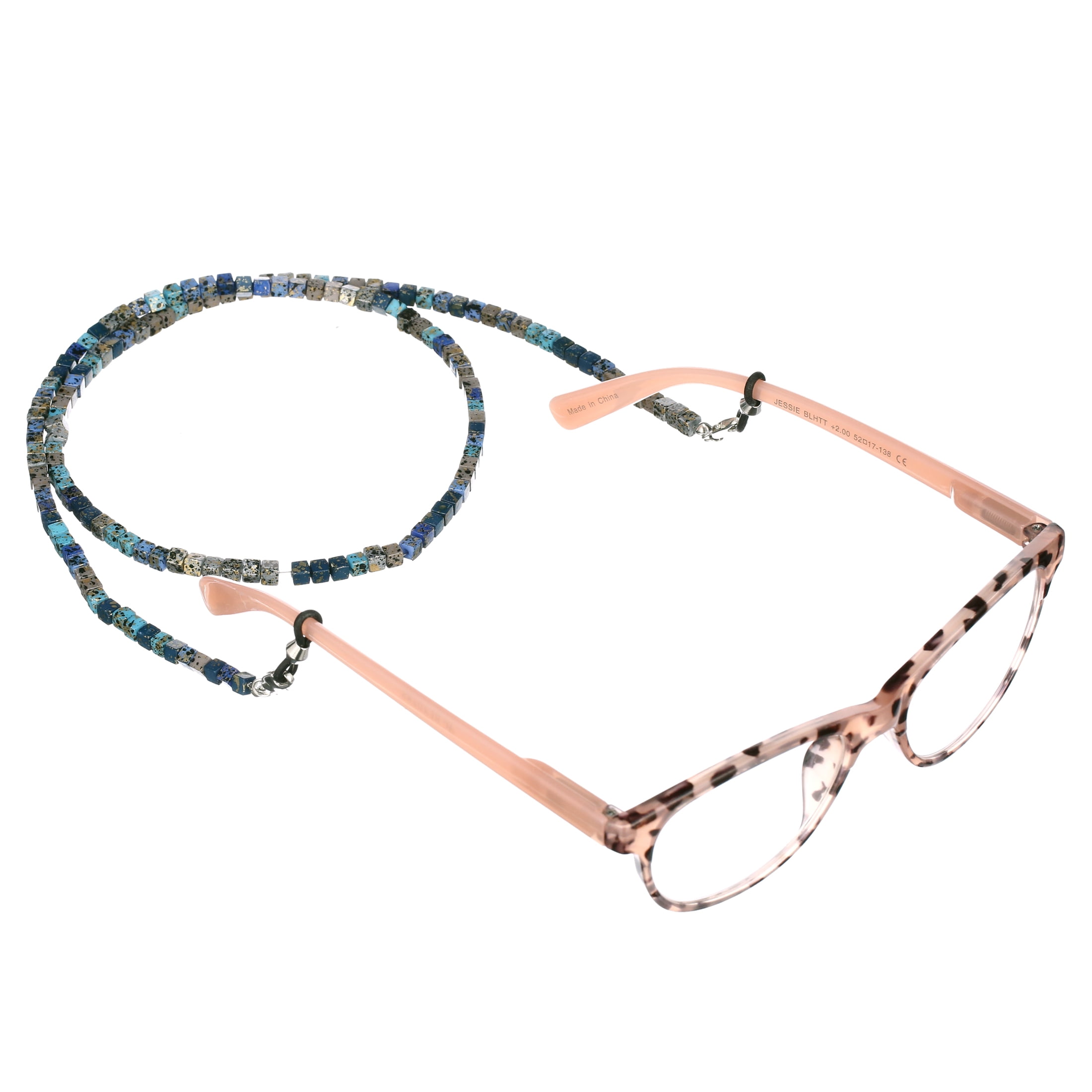Rainbow Bright Blue Dalton Beaded Acrylic Unisex Eyeglass Chain