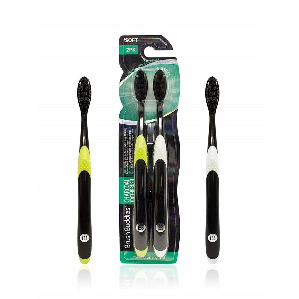 Lot of 6 Soft Bristle Charcoal Toothbrushes Assorted Colors Walmart