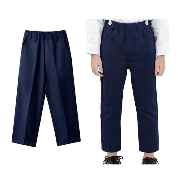 Kids Uniforms for Girls Dress Pants High Stretchy Stretch Pants with Pockets Girls Navy School Pants Back To School Straight Fit School Uniforms 4-5 Years