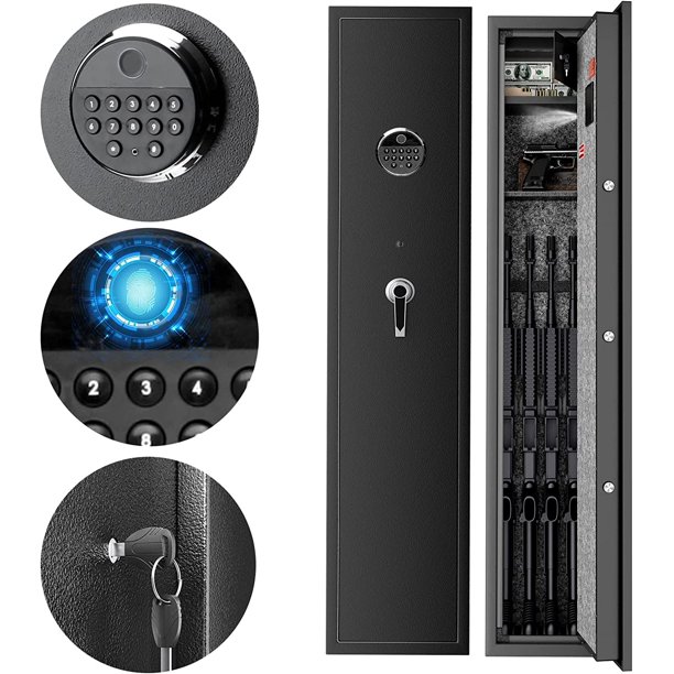 Biometric Gun Safe for 5 Rifle Gun with Fingerprint Lock and Keypad
