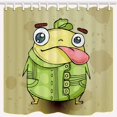 thumbnail image 1 of RYLABLUE Rideau de Douche en Tissu Polyester, Jaune, Frog, 66x72 Pouces, 1 of 1