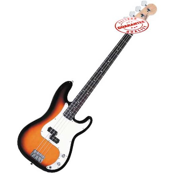 Electric Bass Guitar with Bag, Strap and Tuner, Sunburts