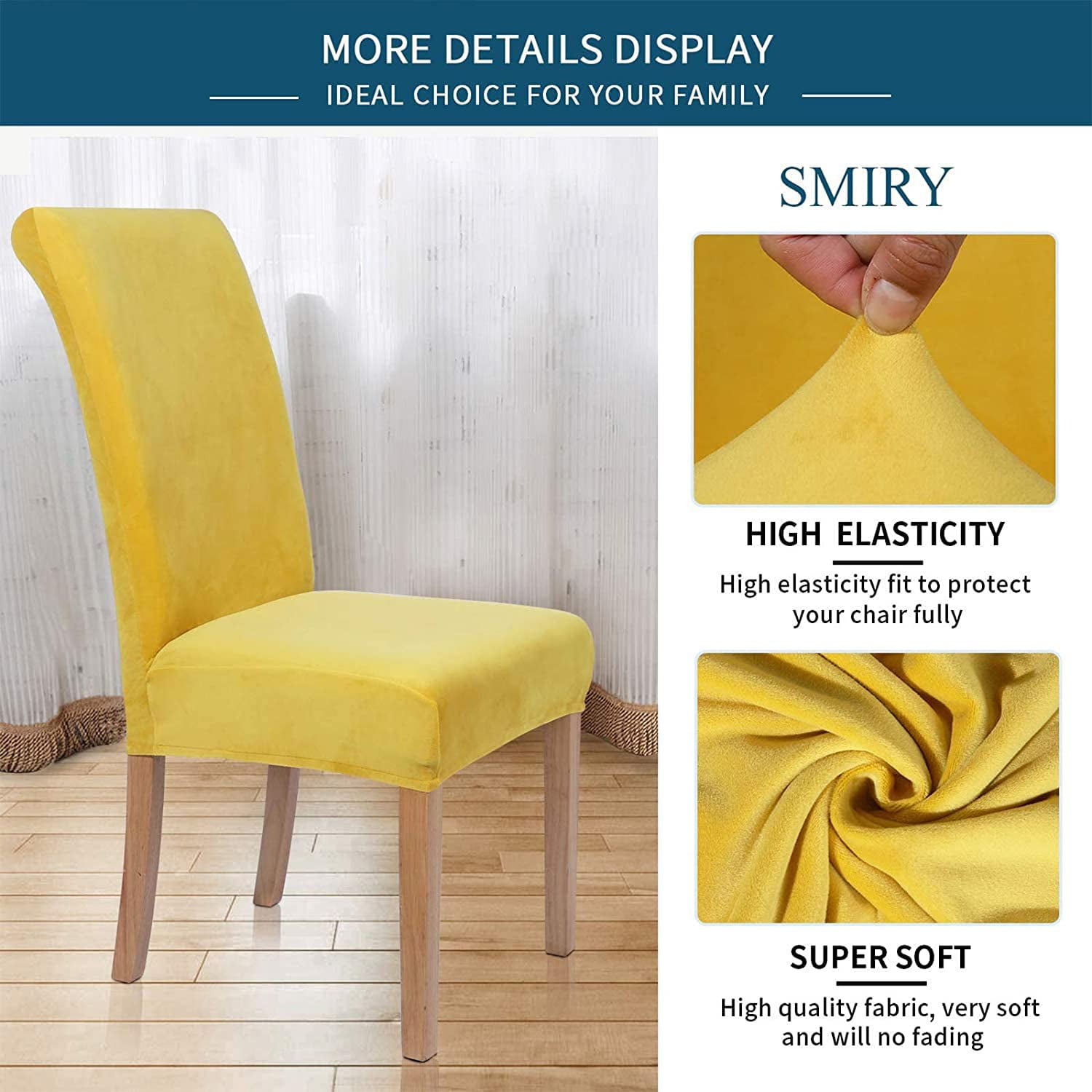 Velvet Stretch Dining Room Chair Covers Soft Removable Dining Chair Slipcovers Set of 2 Mustard Yellow Walmart