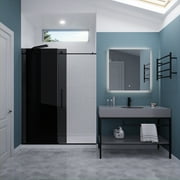 76 H x 60 W Sliding Frameless Shower Door Matte Black w/ Tinted Glass