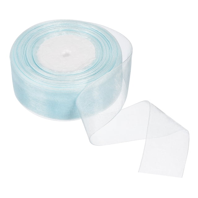 Unique Bargains 4cm 50 Yard Sheer Organza Ribbon Chiffon Fabric Gift Wrapping, Light Blue
