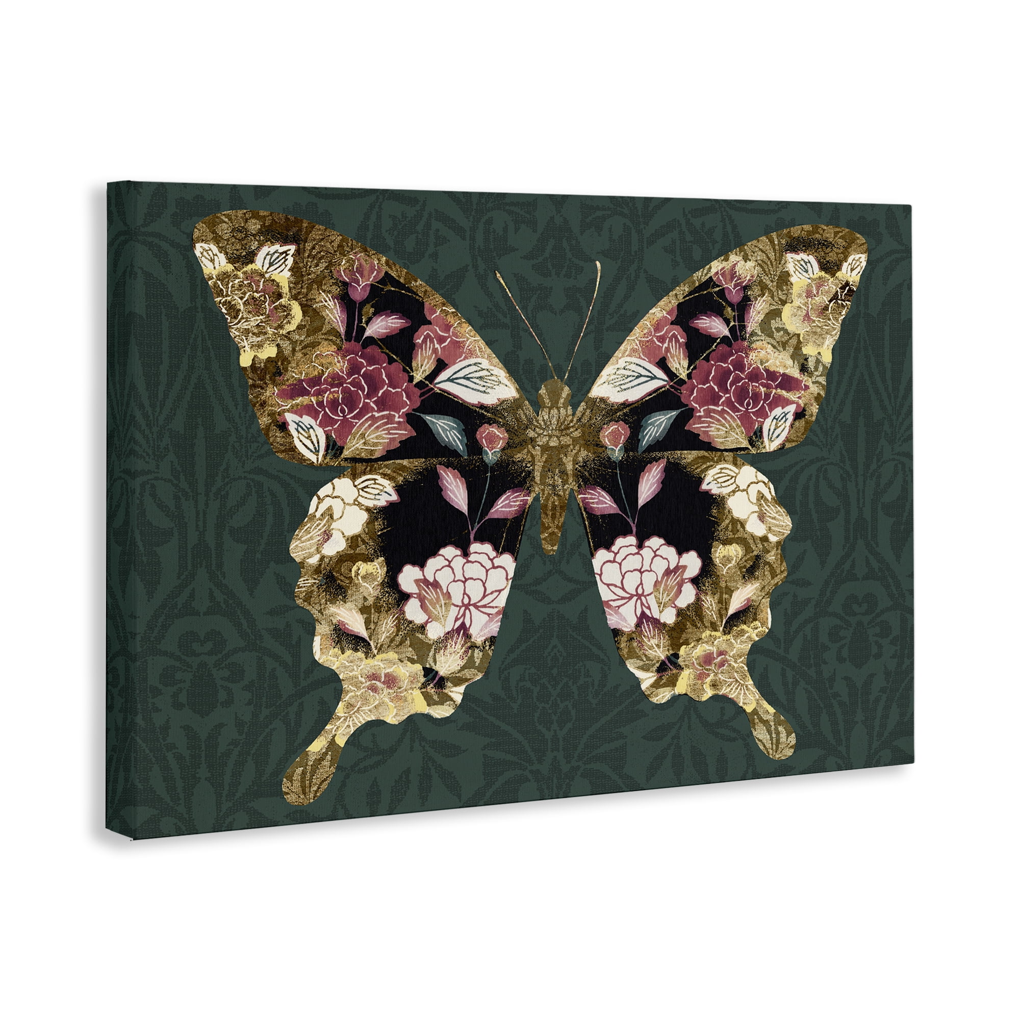 Stupell Industries Rococo Butterfly Pattern Animals Painting Wrapped Canvas Art Print Wall Art, 45 x 30