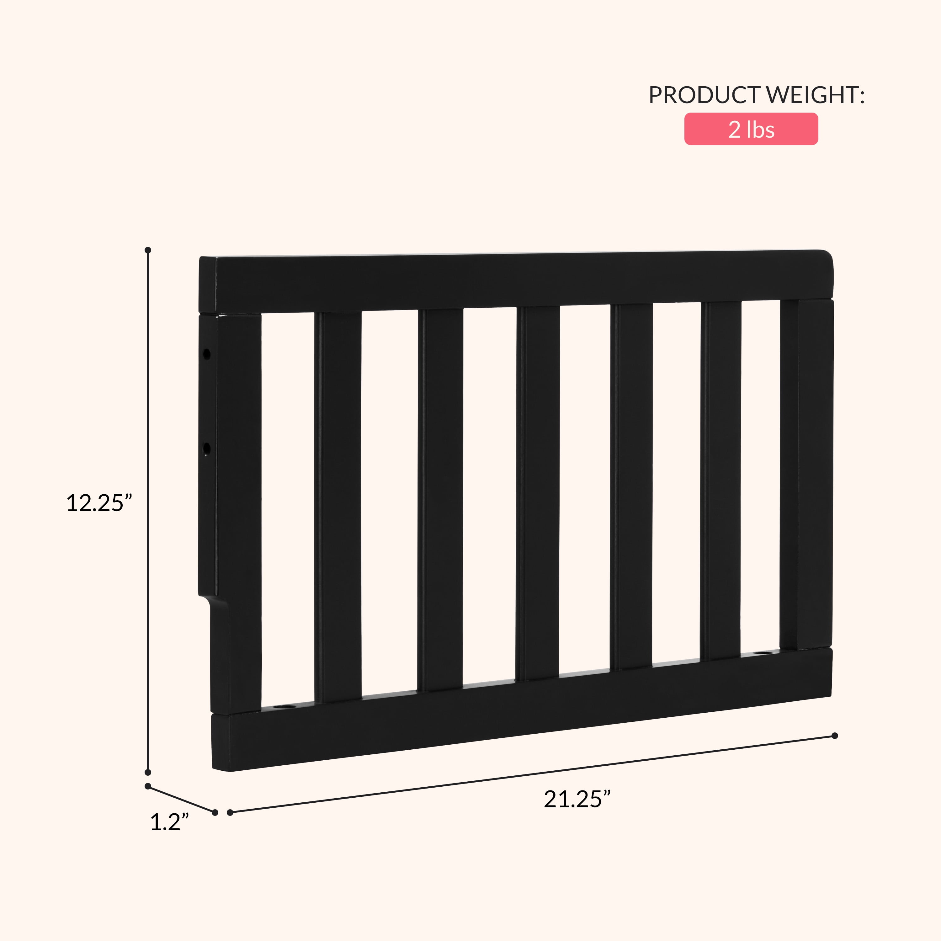 Dream On Me Convertible Crib Toddler Guard Rail in Black, Converts Cribs to Toddler Beds
